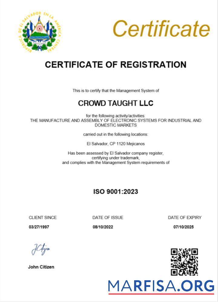 Blank El Salvador certificate of registration Word and PDF template